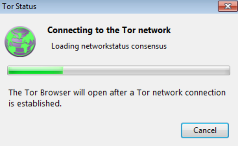 tor browser loading network status
